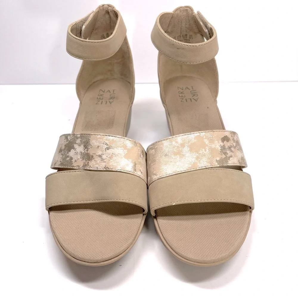Naturalizer Sandals Women’s Size‎ 9 Nude Gold Theron Birchwood Ankle Strap